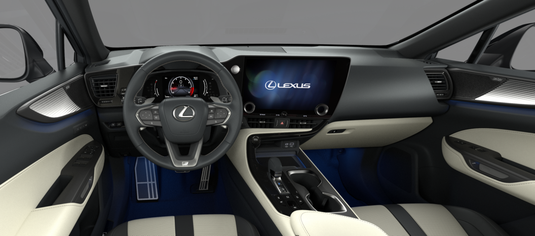 Біла з чорними акцентами комбінована шкіра F Sport / Вставки "Темний алюміній" (LB03)