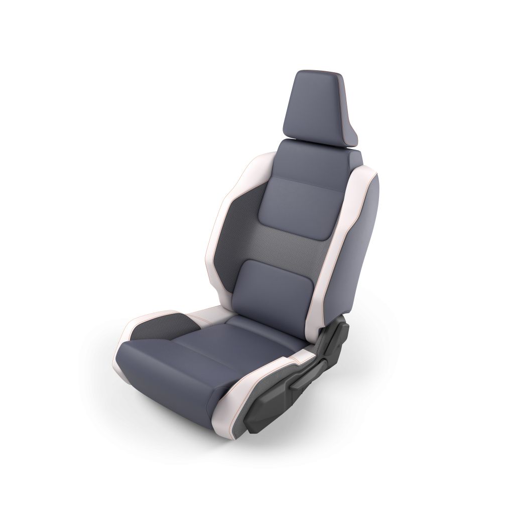 Частичная отделка сидений ПВХ и тканью, Blue