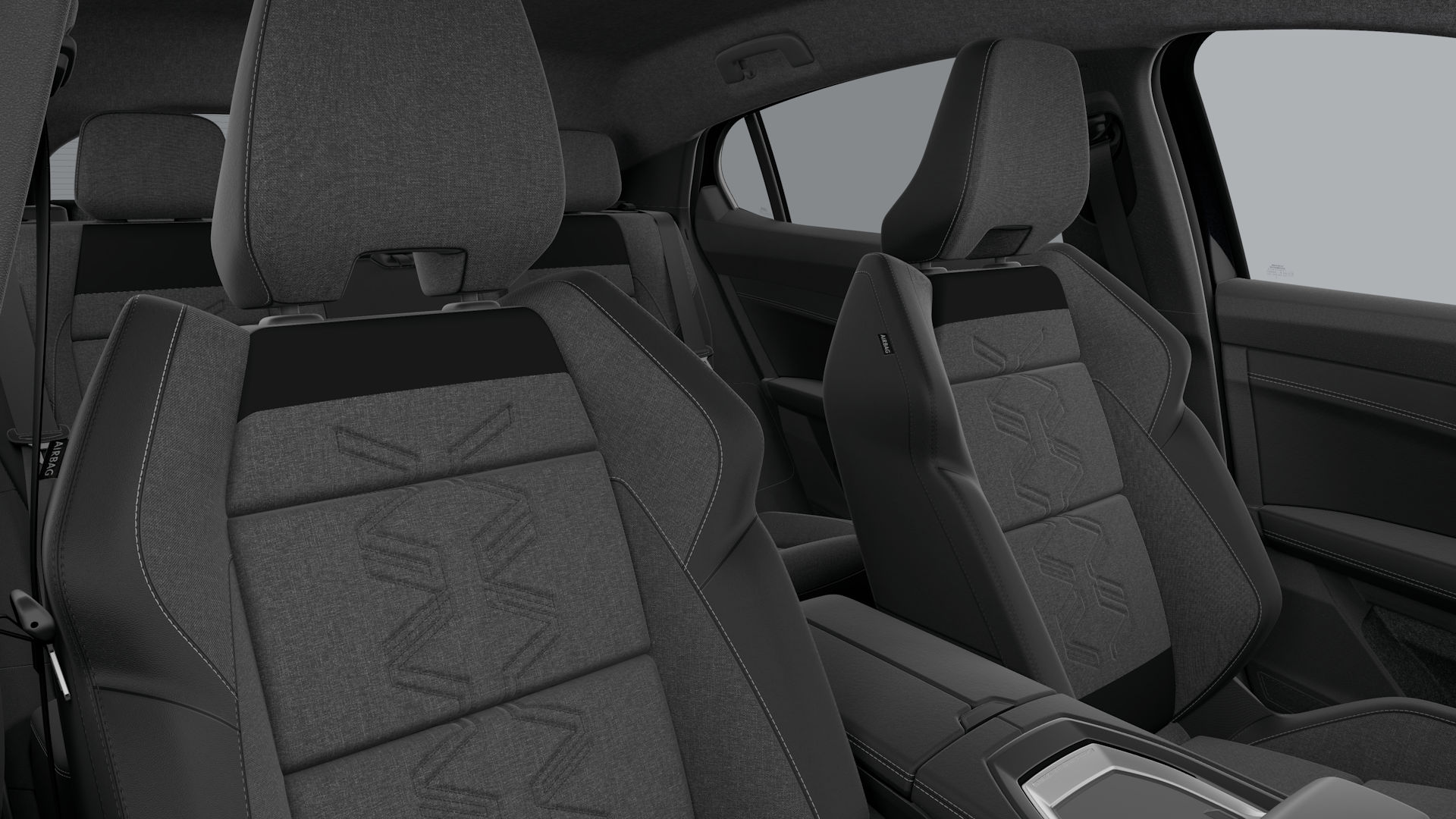 Pelēki melns tekstila polsterējums apvienots ar eko ādas elementiem