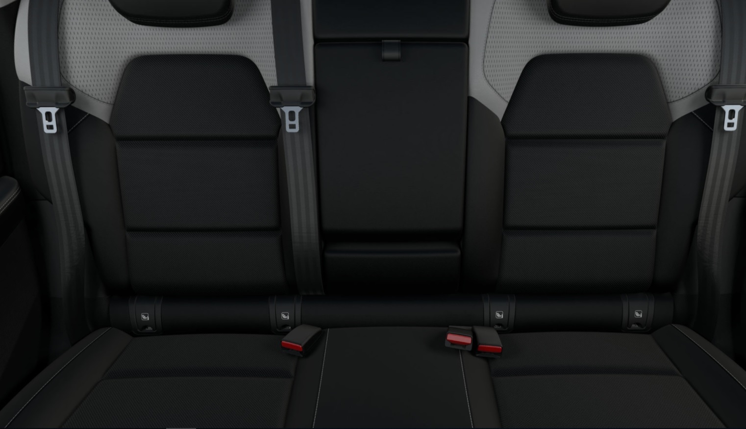 Leather upholstery with elements of artificial leather in black-dark grey