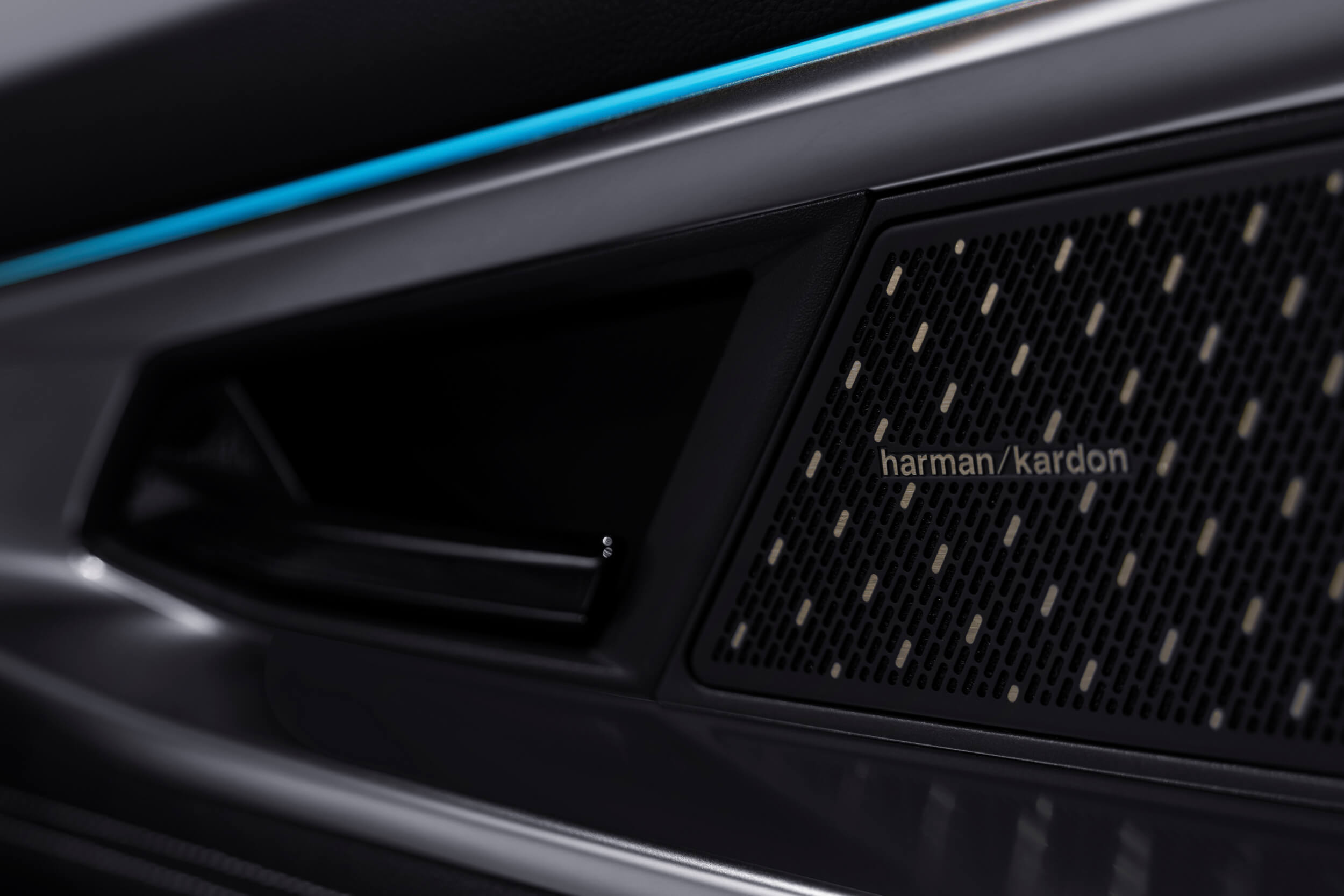 Renault Austral visureigio interjero detalės: Harman Kardon garsiakalbis durelėse