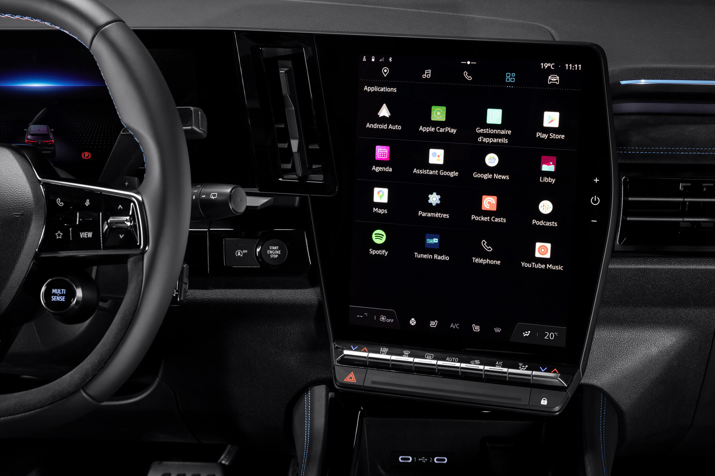 Renault Austral visureigio centriniame ekrane rodomas programėlių langas